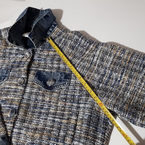 NWT M2 by Mocha crystal tweed short denim jacket, L - Picture 11 of 11